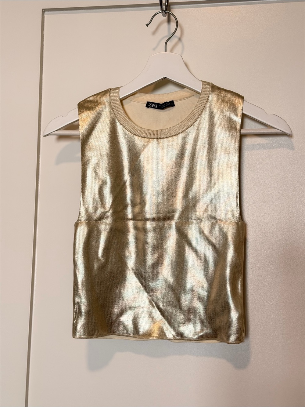 Zara Gold Metallic Sleeveless Top